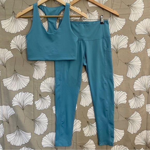 Zella Pants - Z by Zella Activewear Set Leggings & Sports Bra Small Blue